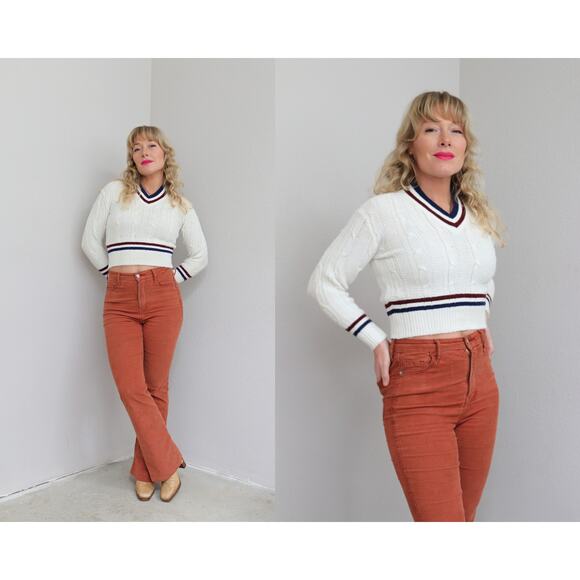 1960's Vintage Pickwick Cable Knit Tennis Sweater ~ Women's XXS XS ~ Kid's LG - Picture 1 of 9